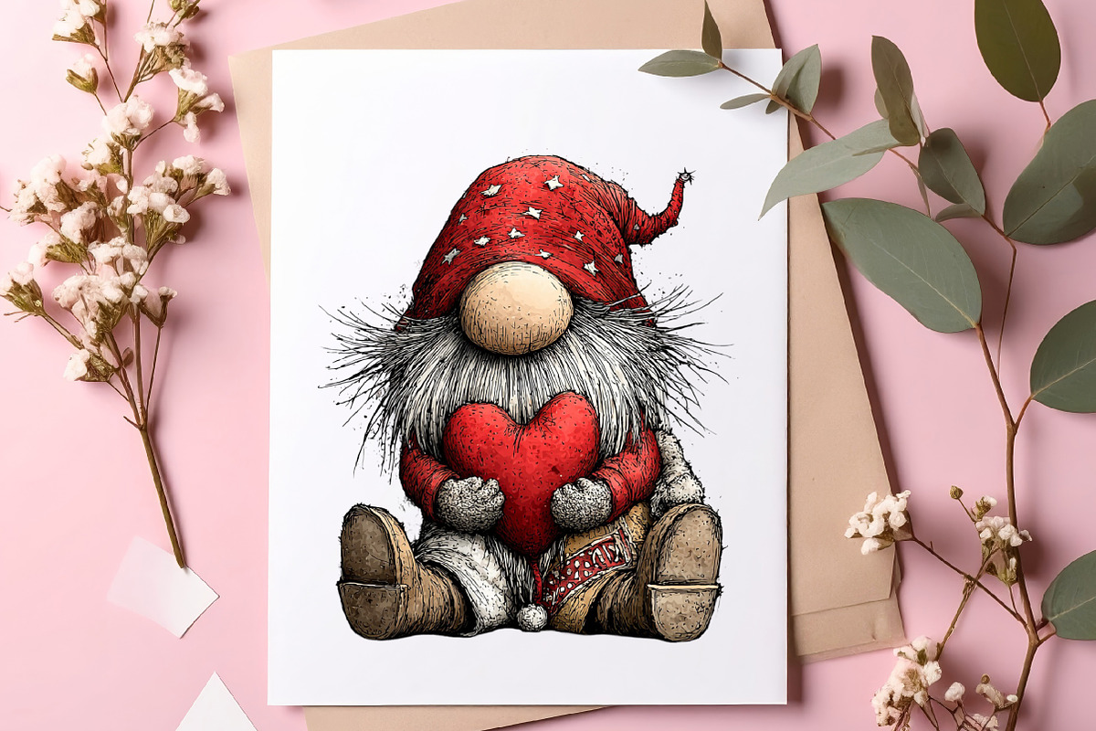 Whimsical Valentine Gnome Clipart, an Illustration by SinaCreation (Photo 8 of 10)