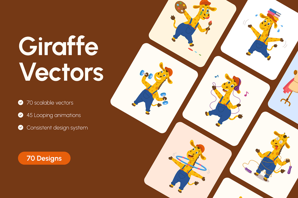 Giraffe Vectors Icons Bundle, an Emoji Icon by Brickclay (Photo 1 of 12)