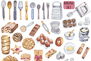 Kitchen utensils & food watercolor, a Decorative Illustration by Visual Animal (Thumbnail 1 of 4)