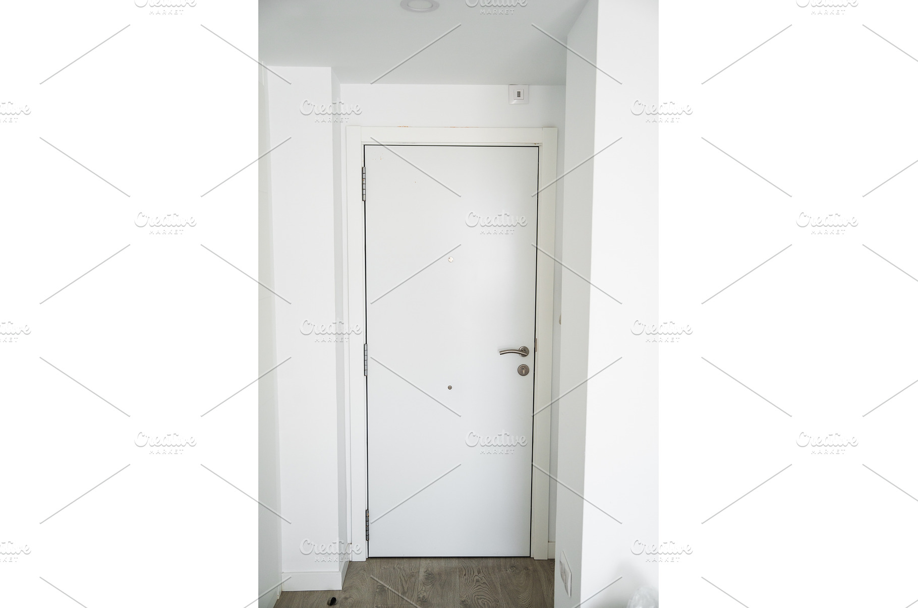 Modern white apartment entry door, an Architecture Photo by volodymyrshtun13795
