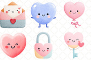 Kawaii Valentines Clipart, an Illustration by Black Bird Studio (Thumbnail 4 of 6)