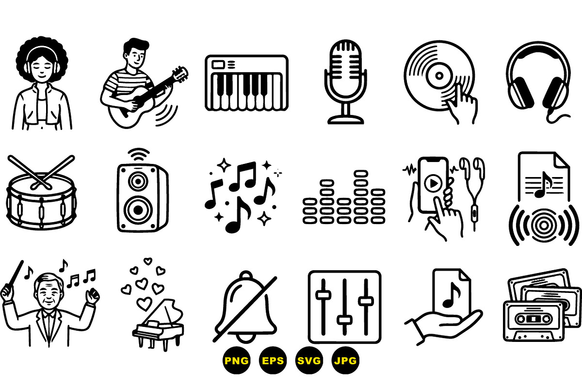 Modern Music Icon Set Svg, an Illustration by designvectx (Photo 3 of 3)