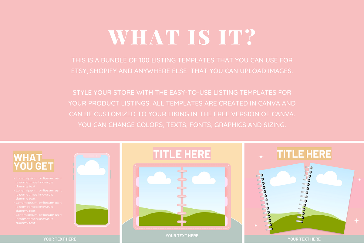 Pastel Etsy Listing Templates, a Branding & Logo Template by SunshineStudioBoutique (Photo 2 of 8)