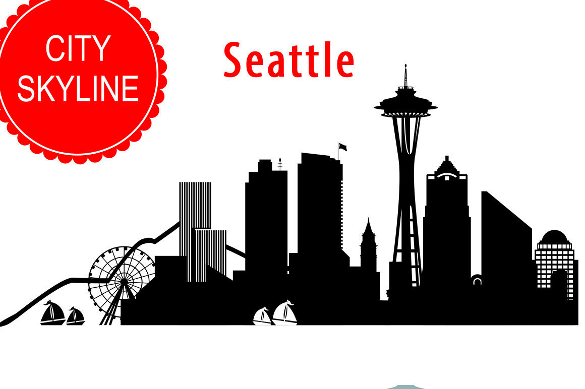 Seattle vector skyline, an Illustration by DimShop