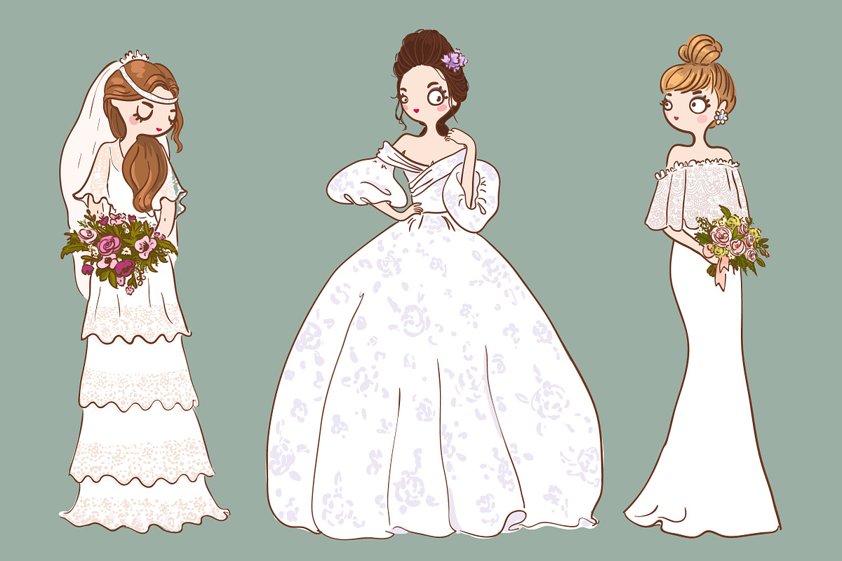 Set of 12 cute brides, an Illustration by Salvadorova (Photo 3 of 6)