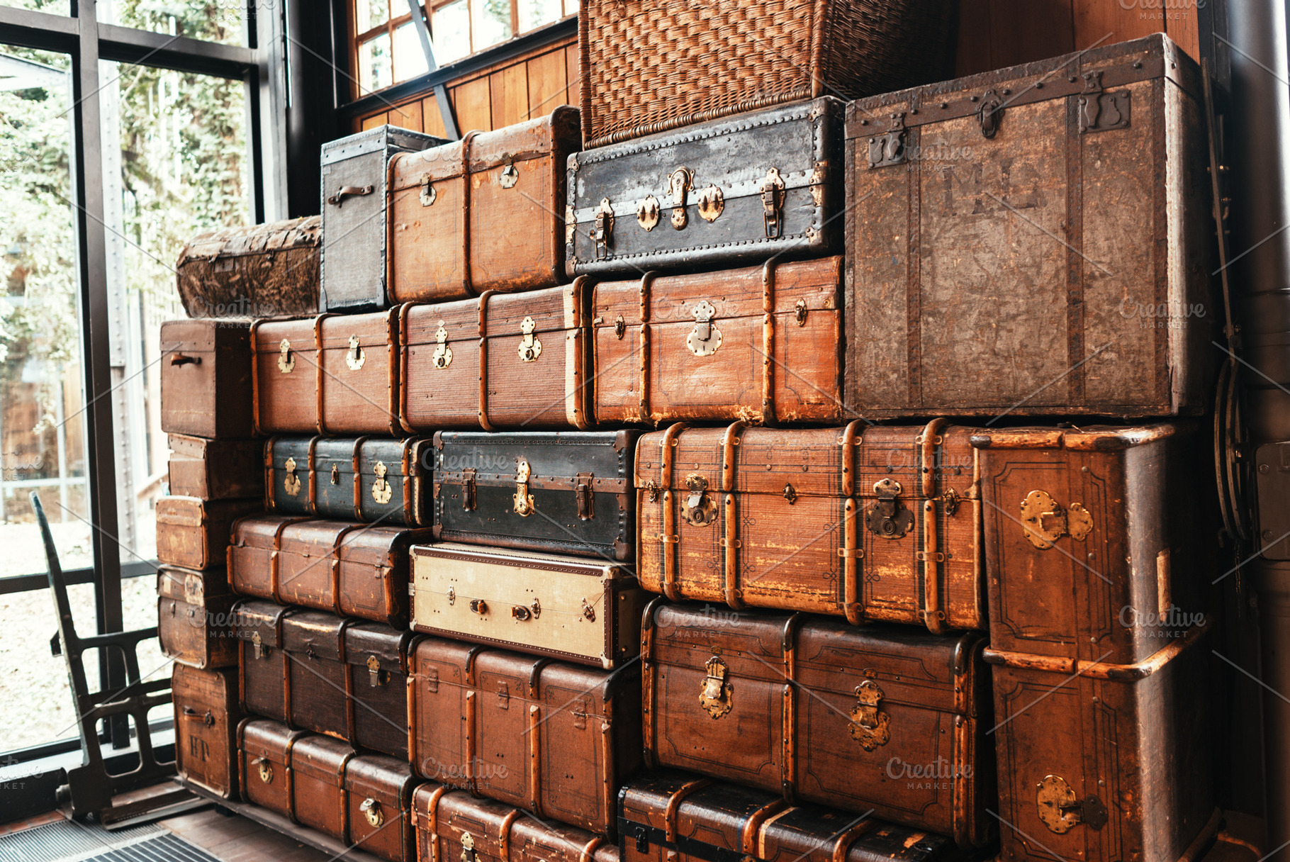Suitcases and chests vintage, an Abstract Photo by Juicy Photography