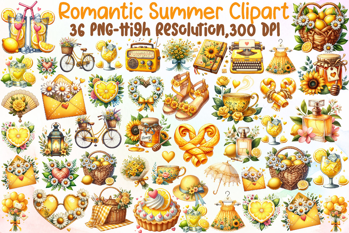 Romantic Summer Clipart, an Illustration by Sublimation Artist (Photo 1 of 6)