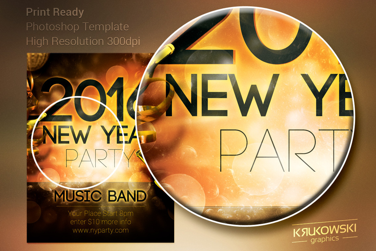 2016 New Year Party Flyer, a Flyer Template by Krukowski Graphics (Photo 2 of 3)