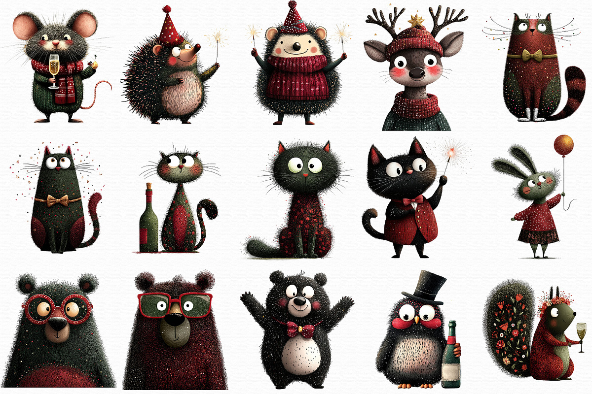 Whimsical New Year Party Animals Cli, an Illustration by Libby Wishes (Photo 7 of 7)