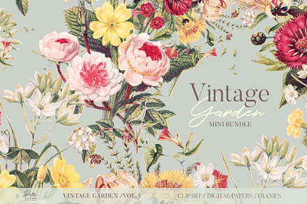 Vintage Flowers Clip art Bundle