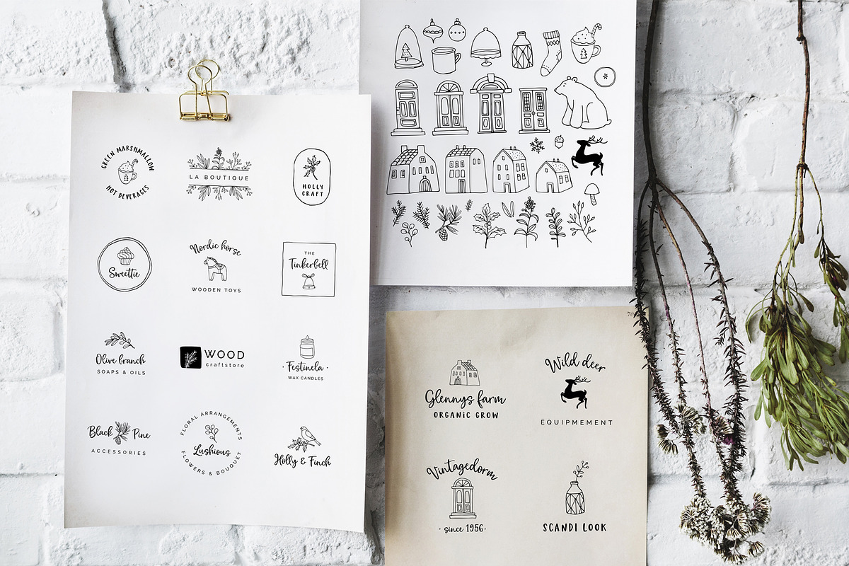 Magic Winter script font duo & logos preview 6