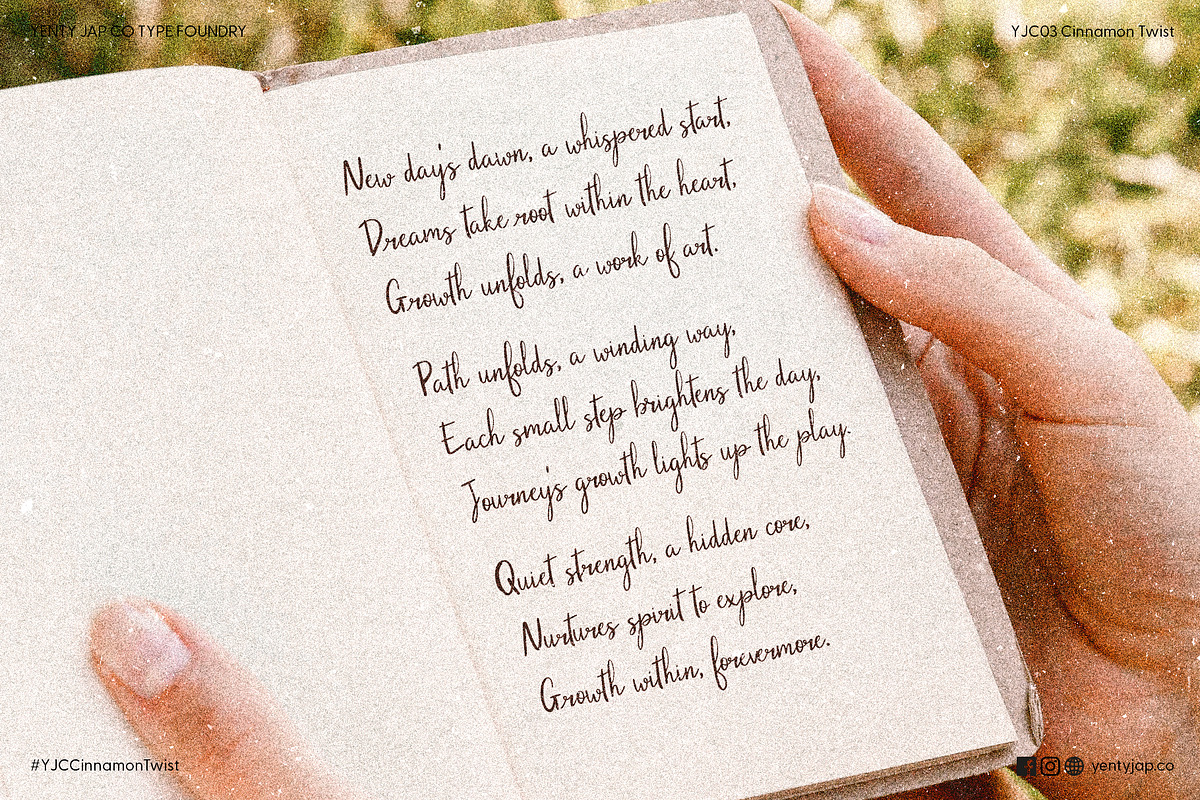 YJC Cinnamon Twist, a Script Font by YENTY JAP CO (Photo 6 of 7)
