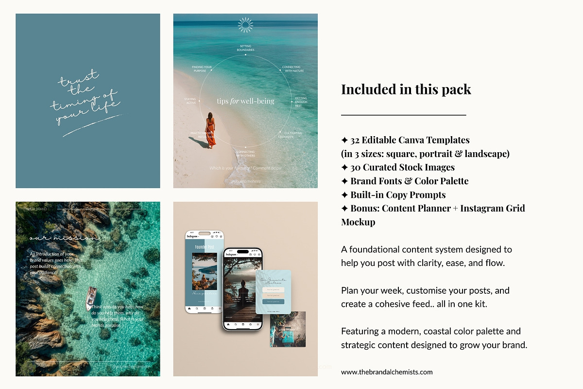 Island Dreaming Instagram Templates, a Social Media Template by The Brand Alchemists (Photo 2 of 13)