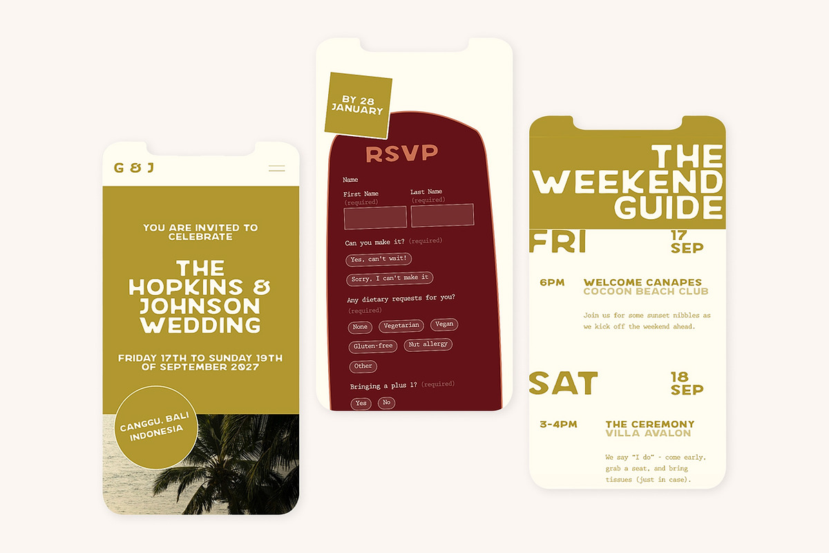 Tropical Destination Wedding Website, a Squarespace Template by WebInAWeek (Photo 4 of 6)