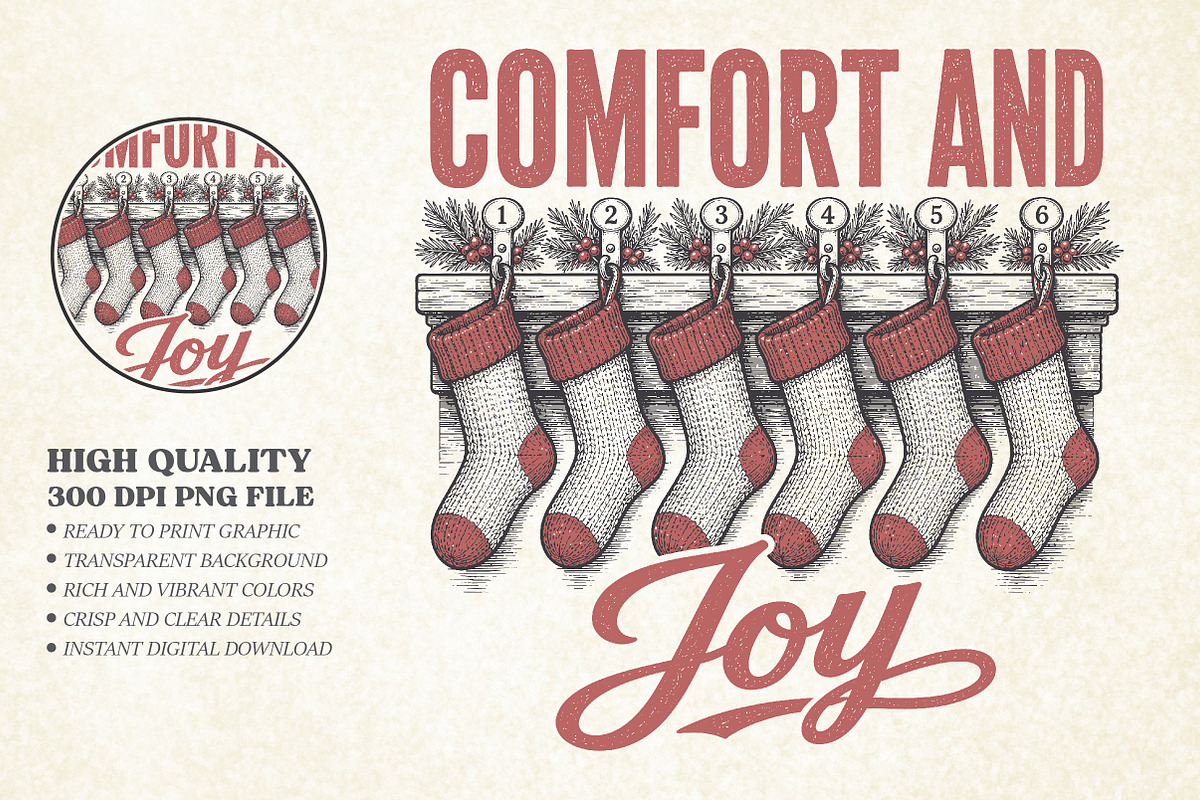 Vintage Comfort And Joy Christmas, a Seasonal Illustration by Libby Wishes (Photo 1 of 4)