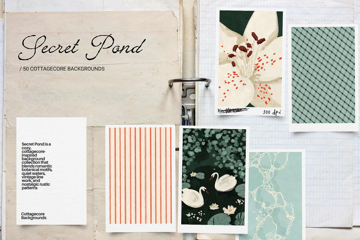 Secret Pond: cottagecore backgrounds, a Background Graphic by PaperJamLab (Photo 1 of 11)