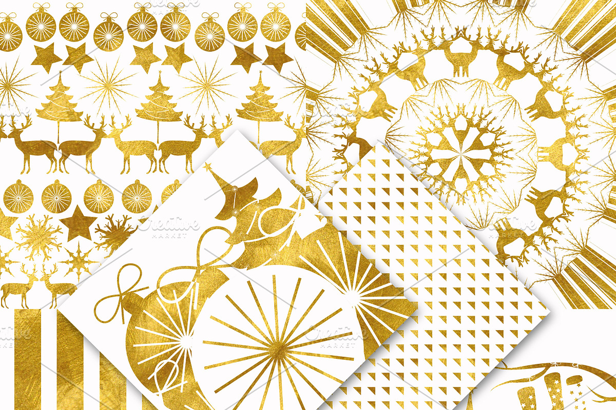 Christmas Gold Foil Digital Paper preview 3