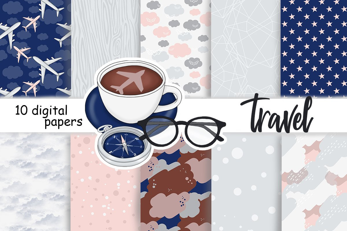 Travel Pattern, a Pattern Graphic by GlamArtZhanna (Photo 2 of 3)