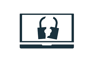 Broken padlock on a laptop screen, a Technology Illustration by Aimagenarium@gmail.com