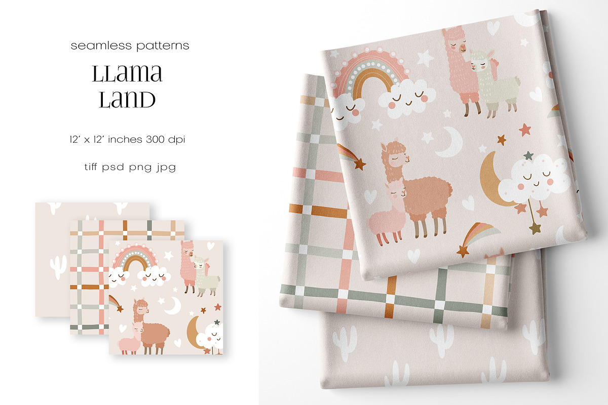 Llama Land – Patterns Collection, a Pattern Graphic by PROTEA Watercolor Studio (Photo 2 of 9)