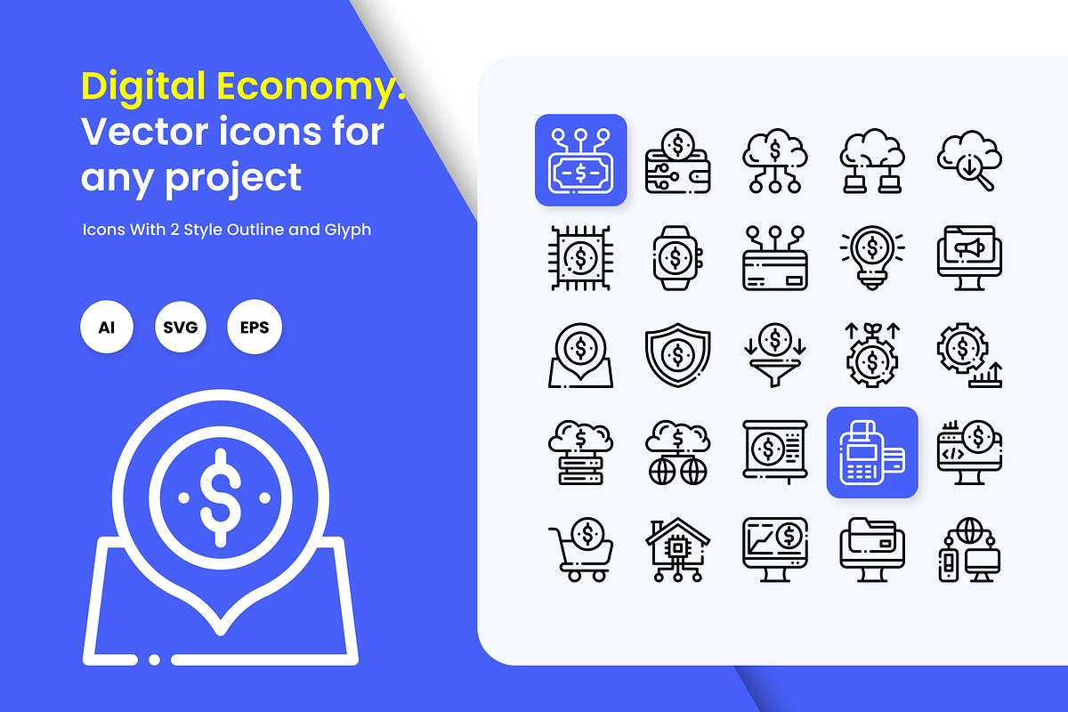 Digital Economy Icons, a Duotone Icon by HacaStudio (Photo 1 of 3)