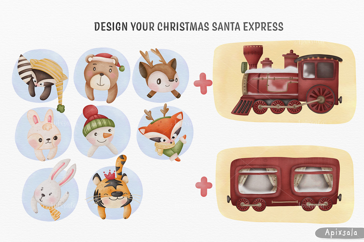 Animal Express & winter watercolor, an Animal Illustration by Apixsala (Photo 2 of 8)