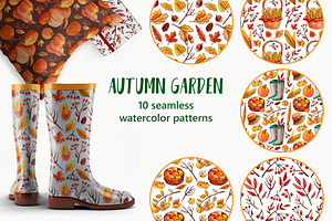 Autumn Garden 10 watercolor patterns