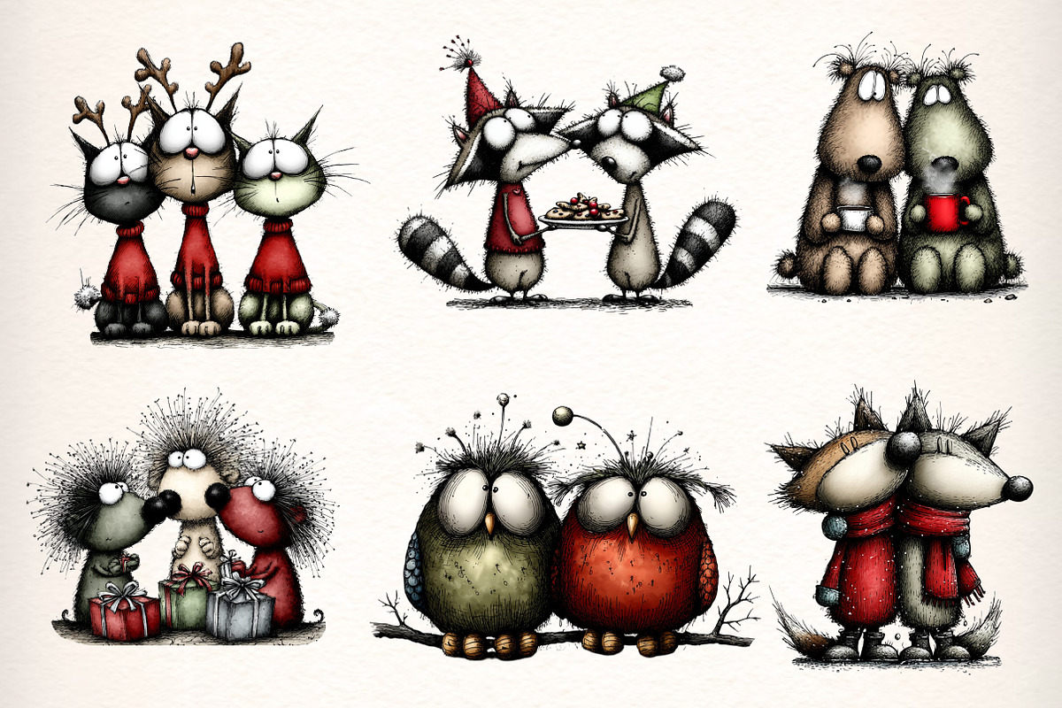 Whimsical Christmas Animals Clipart, an Illustration by Dream Creation (Photo 3 of 8)