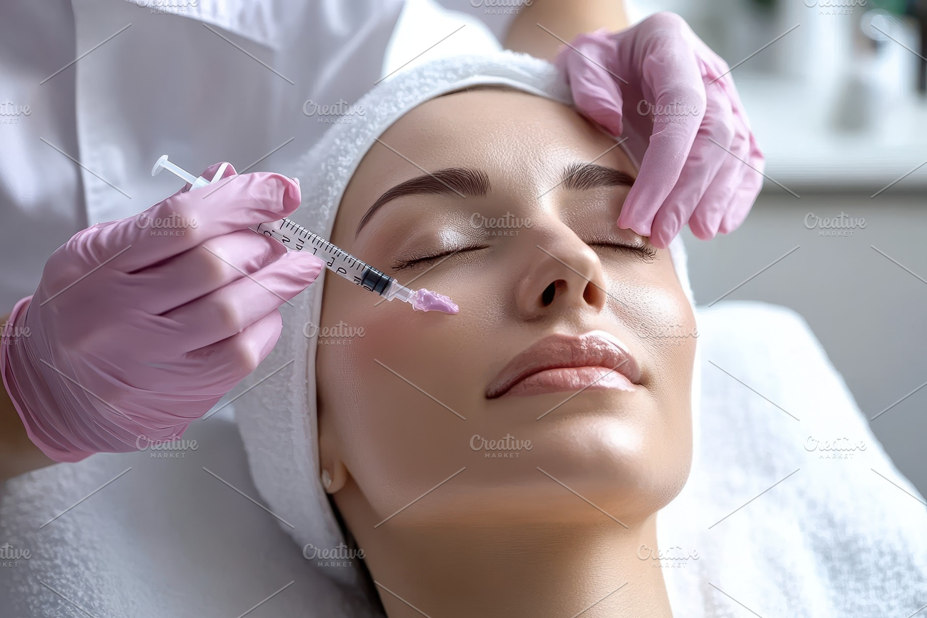 Cosmetology treatment focusing, a Photo by Pavel_design
