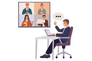 Businessman participates in video, a Person Illustration by Vectorbuum