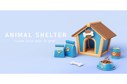 Animal shelter 3d banner. Adopt, an Animal 3D Model by Marozhkastudio