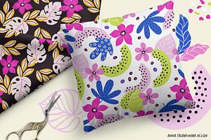 Modern Tropical Pattern & Clipart