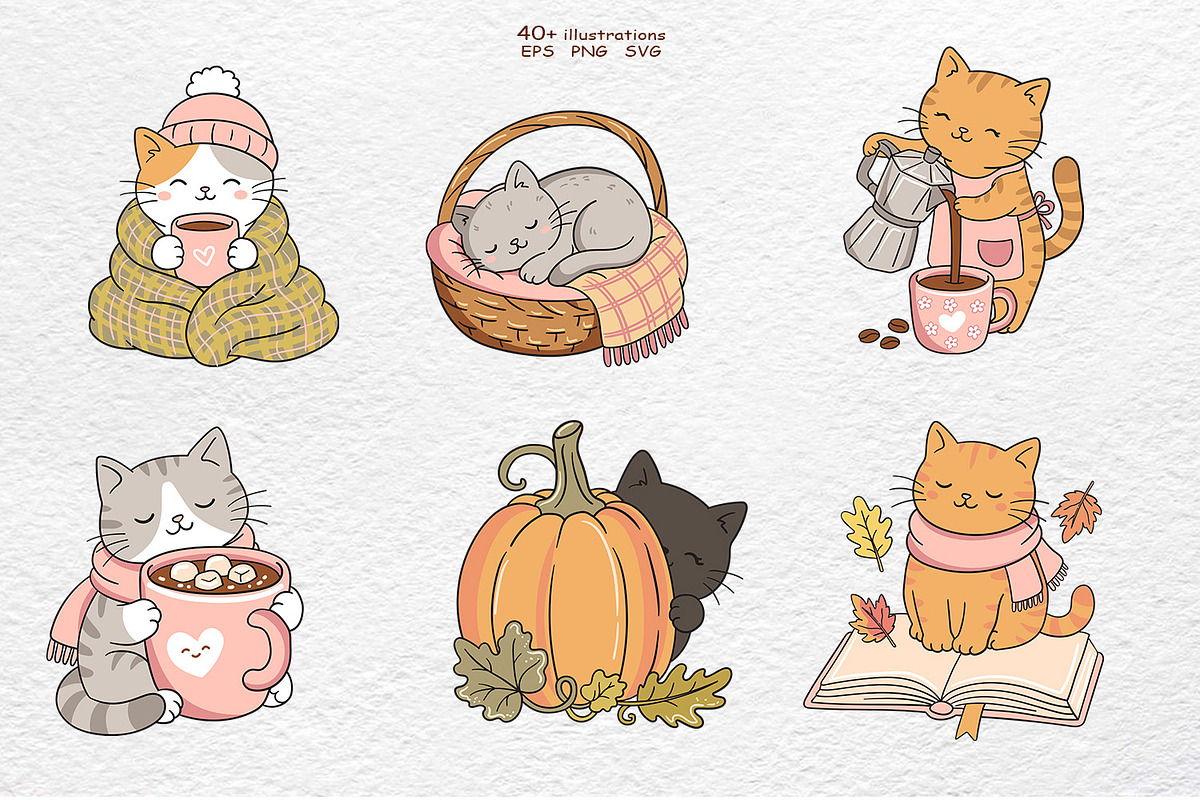 Cozy Autumn Vector Clipart Kit, a Seasonal Illustration by Watercolor dreams (Photo 2 of 4)