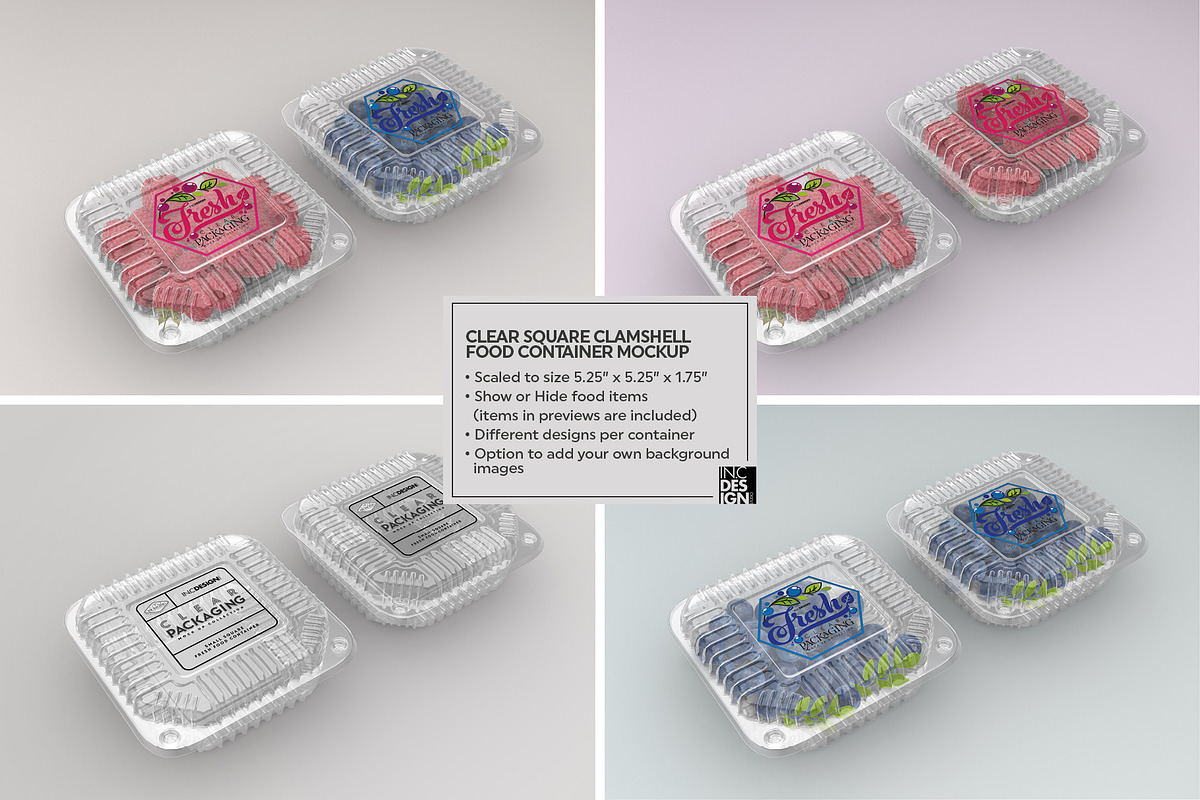 Clear Square Clamshell Mockups, a Packaging Mockup by INCDesign (Photo 4 of 11)