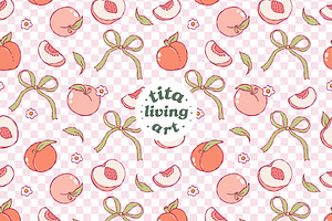 Peach Gingham Seamless Pattern