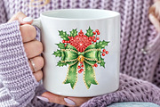 Christmas Holly Bow PNG, an Illustration by Craft Nest (Thumbnail 5 of 6)
