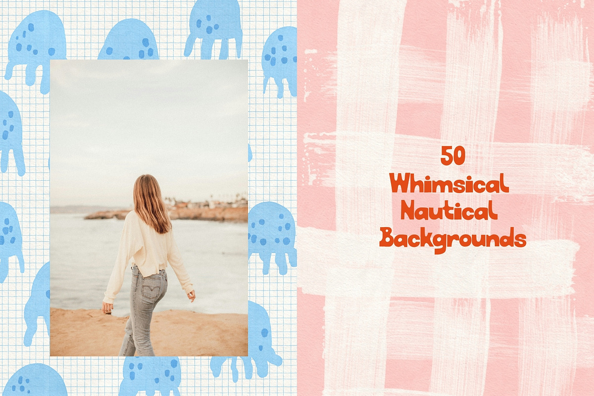 50 Coastal Handdrawn Backgrounds, a Background Graphic by PaperJamLab (Photo 5 of 17)