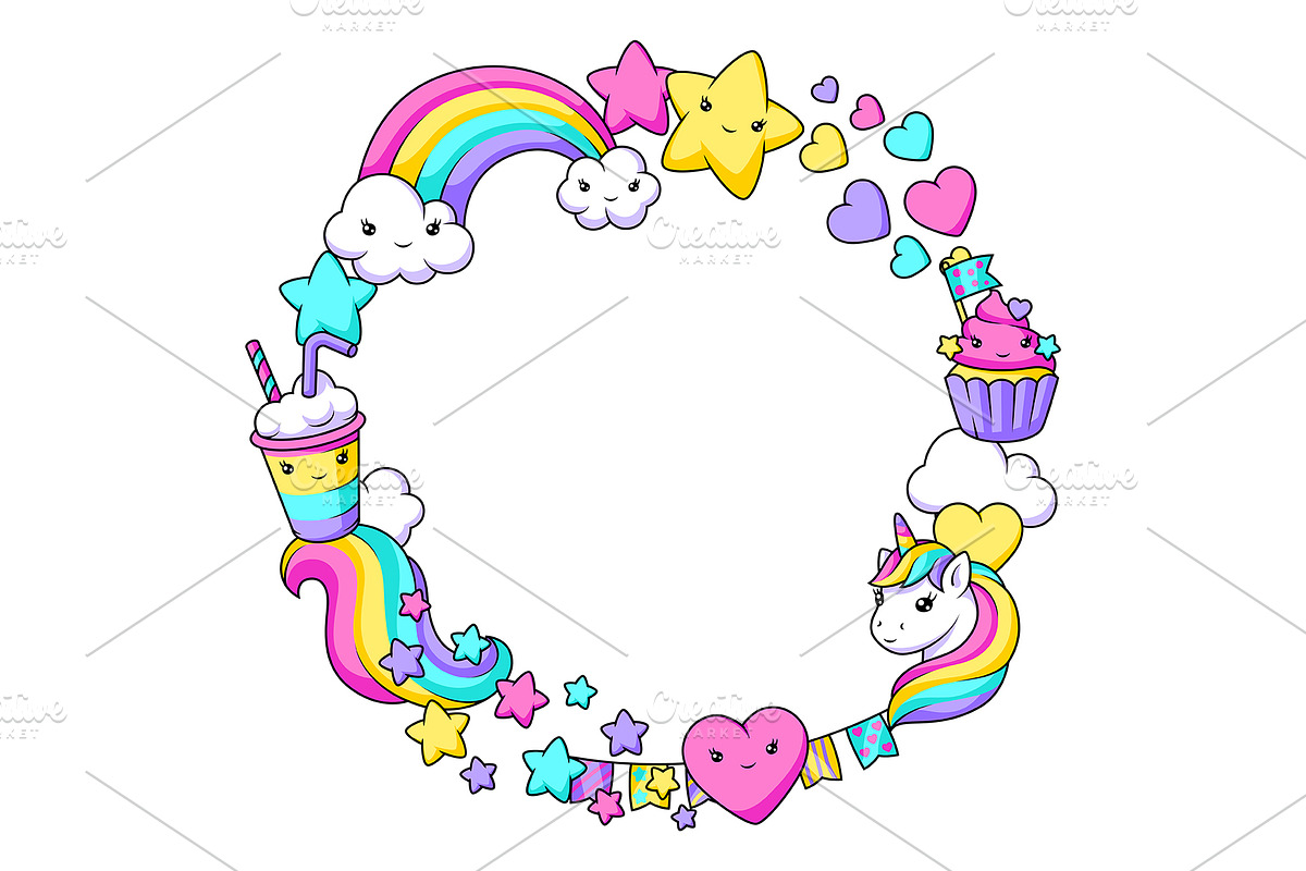 Frame with unicorn., an Animal Illustration by incomible