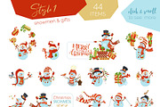 Cute Snowmen Set, a Decorative Illustration by MaljukArt (Thumbnail 3 of 14)