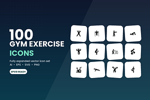 100 Gym Exercise Icons, a Duotone Icon by Symbolic Language