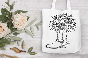 Cowboy Boots With Flowers SVG.