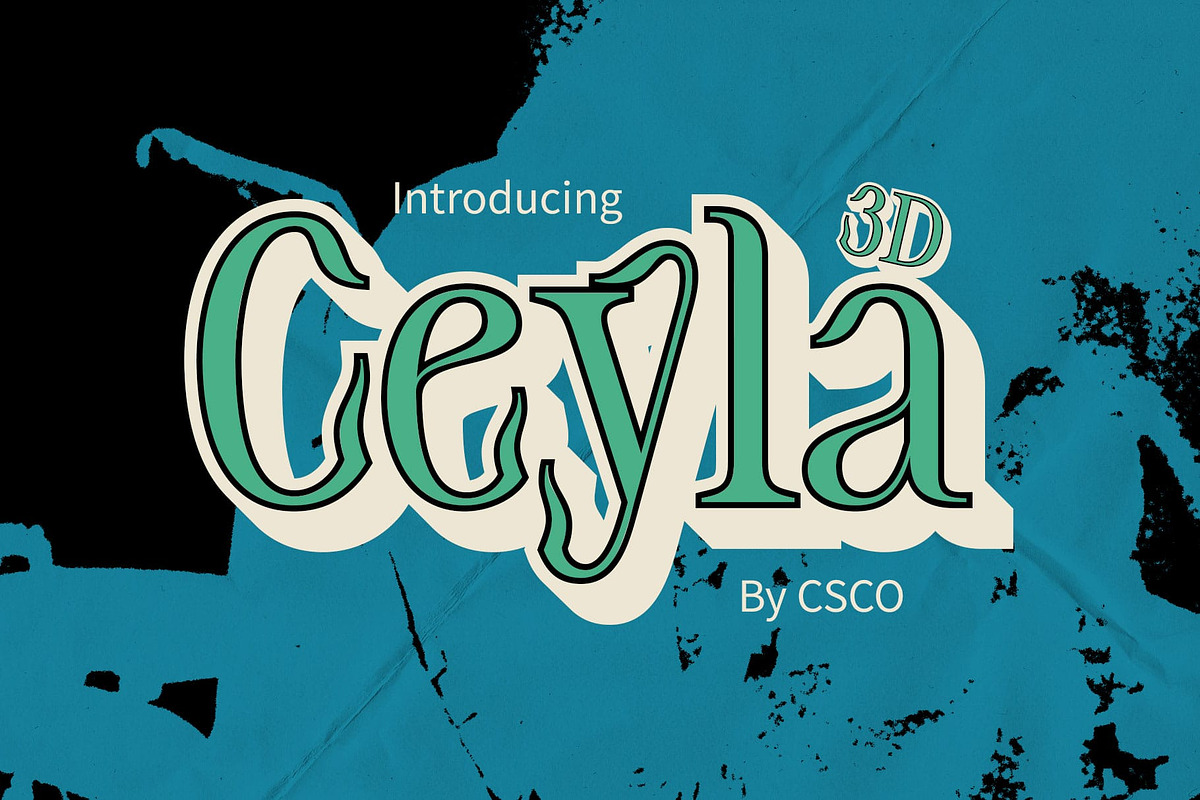 Ceyla 3D, a Serif Font by Craft Supply Co. (Photo 1 of 8)