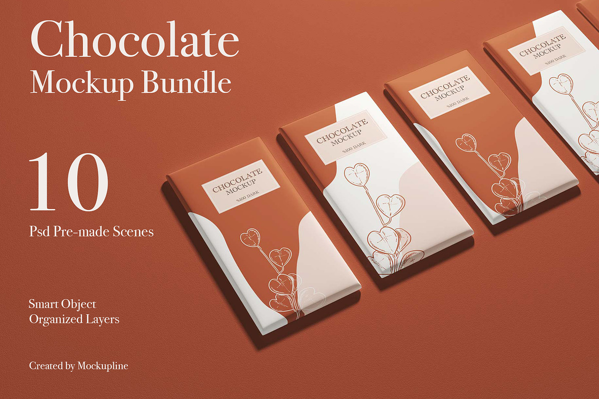 Chocolate Mockup Set, a Packaging Mockup by Mockup Line (Photo 1 of 13)