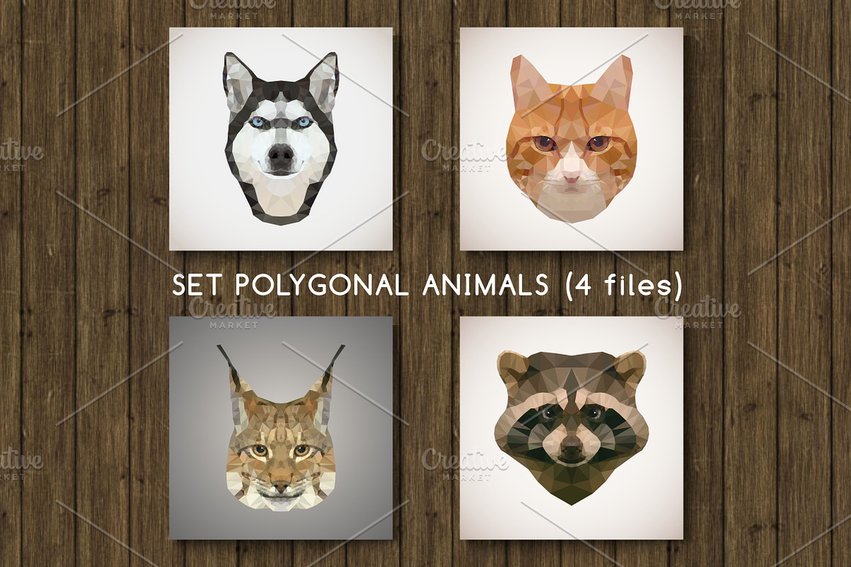 Set of polygonal animals, a Graphic by samarka