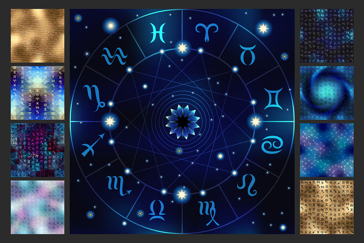 Astrology set. Seamless patterns., an Object Illustration by tkdesign (Photo 1 of 10)