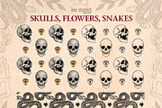 Skulls, Flowers and Snakes | Vintage, a Decorative Illustration by Ink Stories (Thumbnail 7 of 12)