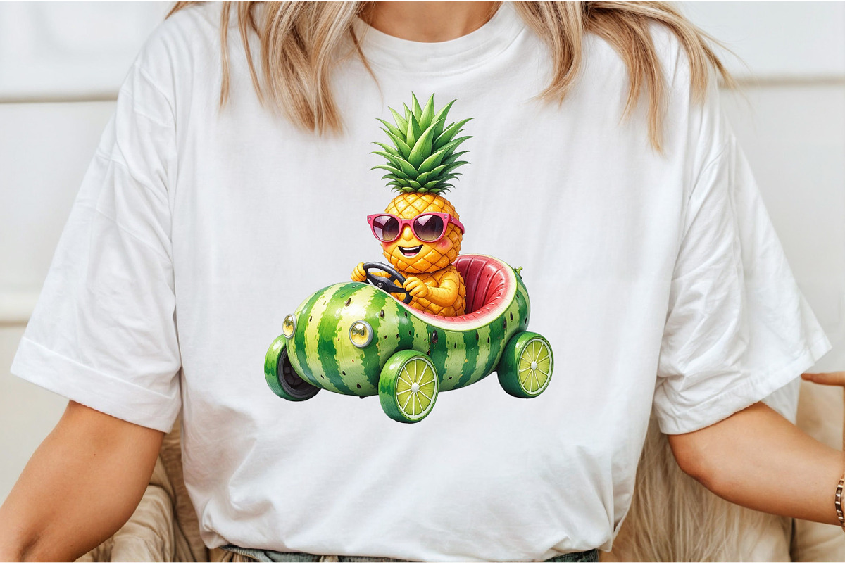 Summer Pineapple Car Clipart, an Illustration by DreamCafeArt (Photo 2 of 7)