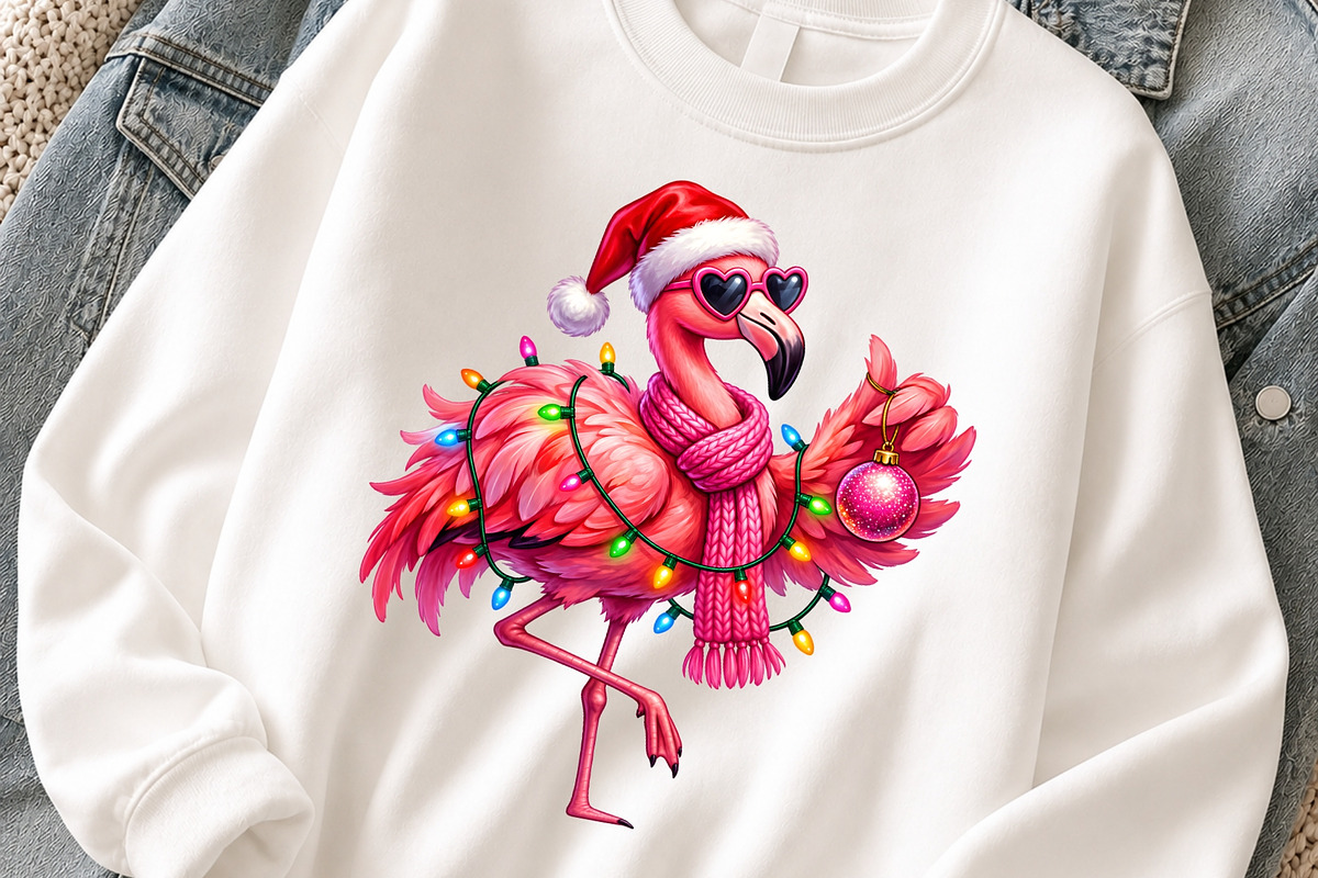 Pink Flamingo Christmas PNG Design, an Object Graphic by Zahyl Studio (Photo 3 of 7)