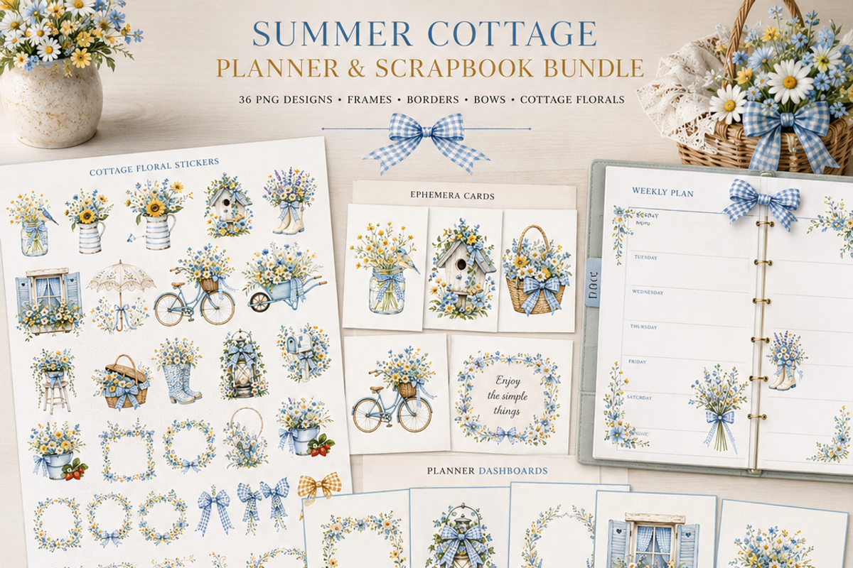 Summer Cottage Clipart frames, a Decorative Illustration by HeavensStar (Photo 3 of 8)