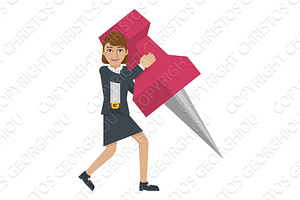Business Woman Holding Thumb Tack, a Person Illustration by Christos Georghiou
